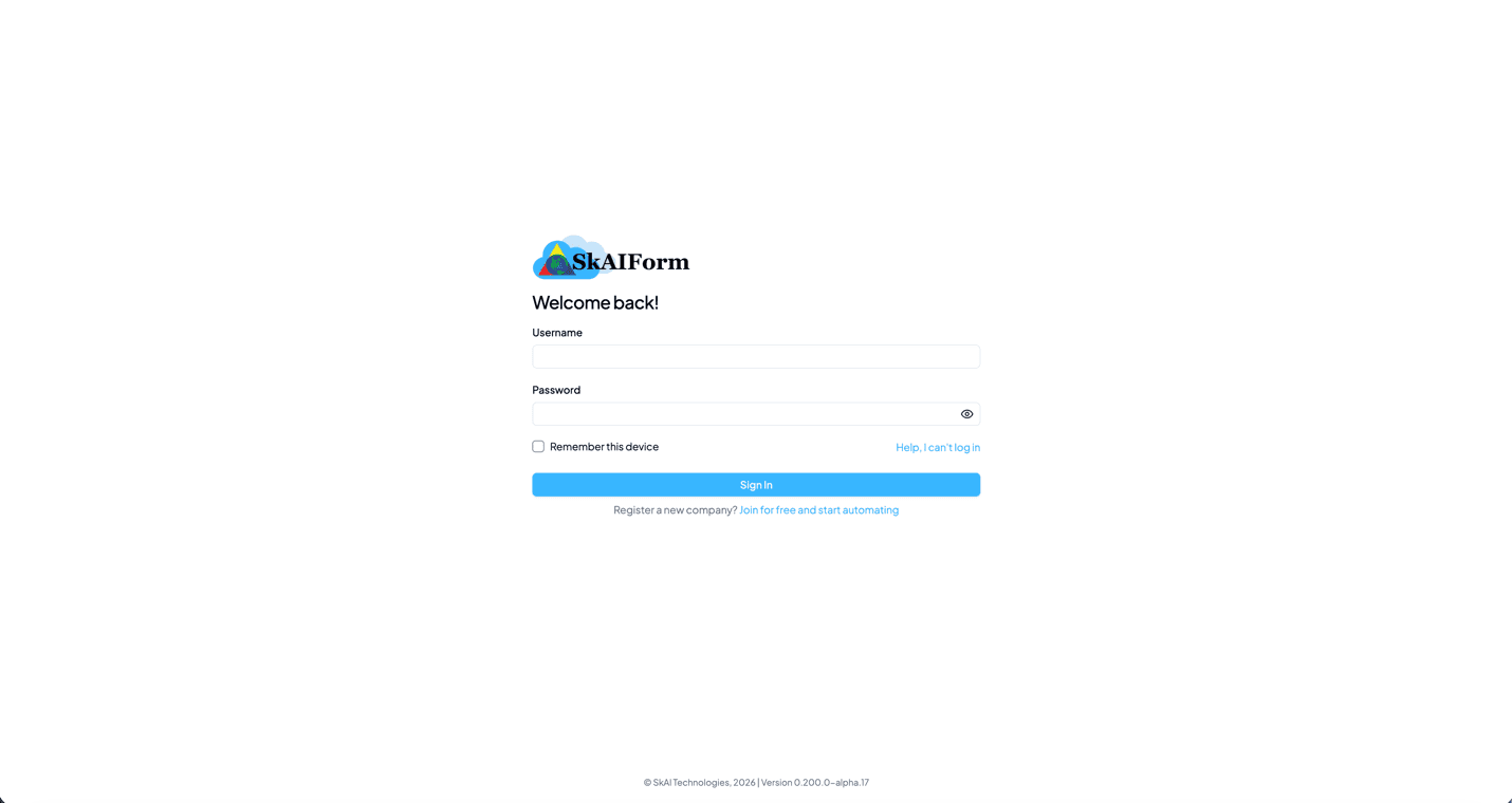 SkAIForm Platform screenshot